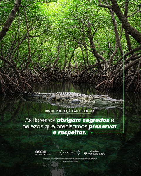 11 DE JULHO - DIA DE PROTEÇÃO ÀS FLORESTAS FLYER SOCIAL MEDIA PSD EDITÁVEL