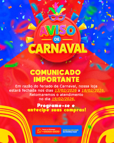 AVISO DE FERIADO PARA CARNAVAL MODELO 03 FEED