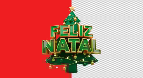 SELO 3D FELIZ NATAL ÁRVORE DE NATAL PNG TRANSPARENTE