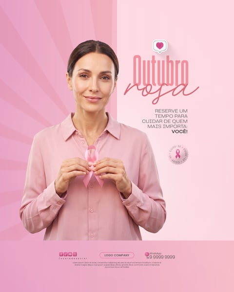 OUTUBRO ROSA CONSCIENTIZAÇÃO CÂNCER DE MAMA CAMPANHA SOCIAL MEDIA PSD EDITÁVEL 2