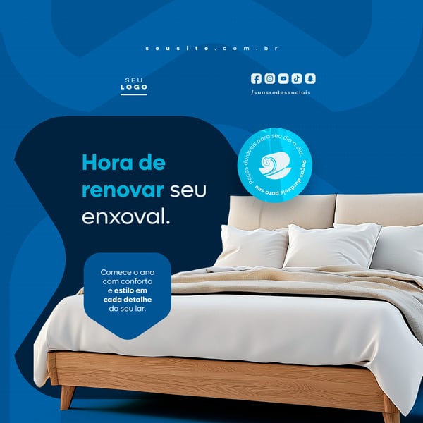 CAMA MESA E BANHO ENXOVAL FEED SOCIAL MEDIA PSD EDITÁVEL