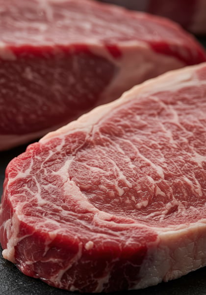 CLOSE DE CORTES MARMORIZADOS DE CARNE CRUA PREMIUM 1