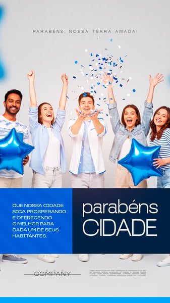ANIVERSÁRIO DA CIDADE CELEBRAÇÃO PESSOAS SOCIAL MEDIA FLYER PSD EDITÁVEL STORY