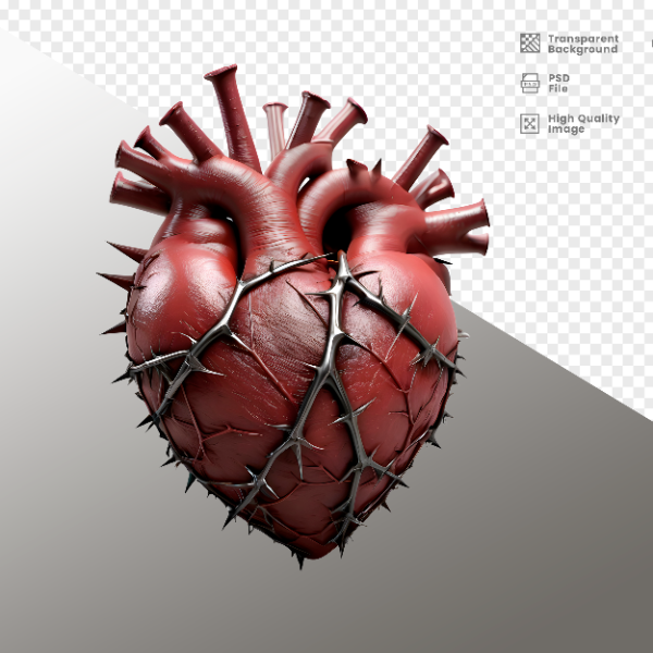 CORAÇÃO COM ESPINHOS  ELEMENTO 3D PARA COMPOSIÇÃO - HEART