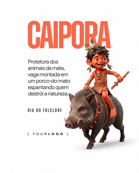 CAIPORA DIA DO FOLCLORE SOCIAL MEDIA PSD EDITÁVEL