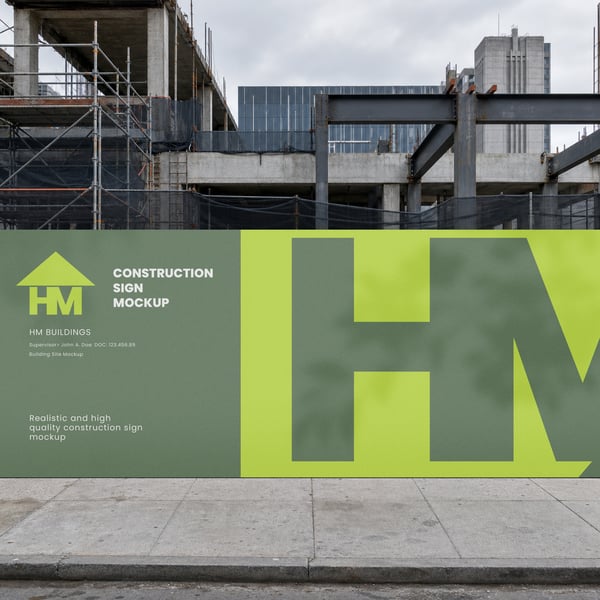 ANÚNCIO DE CONSTRUÇÃO PSD EDITÁVEL MOCKUP