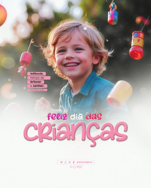 DIA DAS CRIANÇAS 12 DE OUTUBRO SOCIAL MEDIA PSD EDITÁVEL