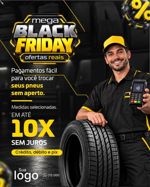 BLACK Black Friday OFERTAS DE PNEUS DE CARROS SOCIAL MEDIA PSD EDITÁVEL 8