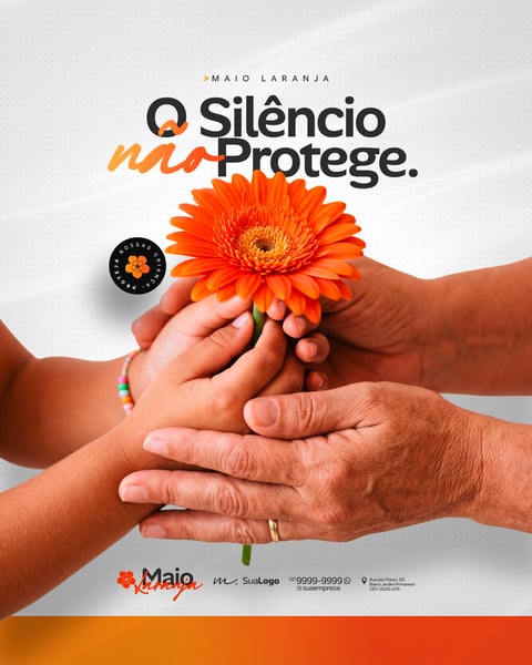 Maio Laranja COMBATE ABUSO EXPLORAÇÃO CRIANÇAS ADOLESCENTES SOCIAL MEDIA PSD EDITÁVEL 1