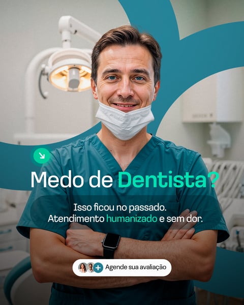 MEDO DE DENTISTA ODONTOLOGIA SOCIAL MEDIA PSD EDITÁVEL