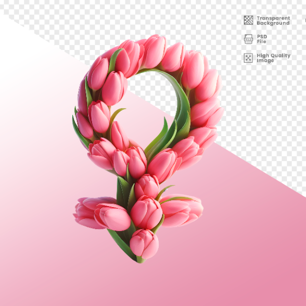 DIA DA MULHER -  ELEMENTO 3D  SÍMBOLO DE GÊNERO DA MULHER PARA COMPOSIÇÃO