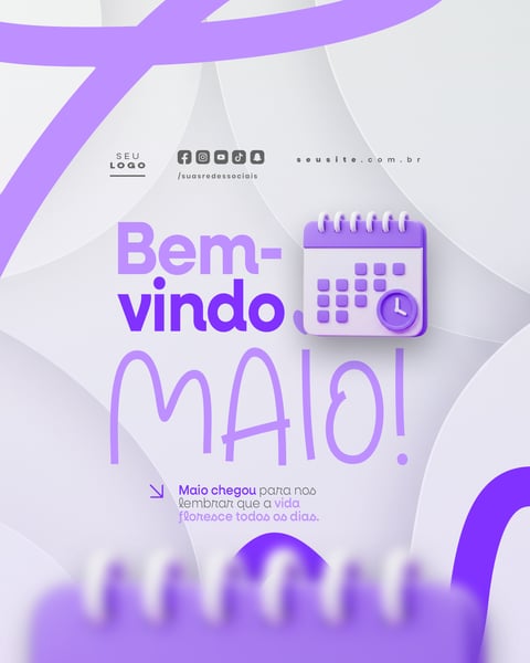 BEM VINDO MAIO SAUDAÇÃO MÊS SOCIAL MEDIA POST EDITÁVEL FEED