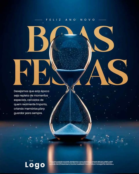 Feliz Ano Novo E Boas Festas: Ampulheta, Tempo E Renovação Social Media PSD Editável