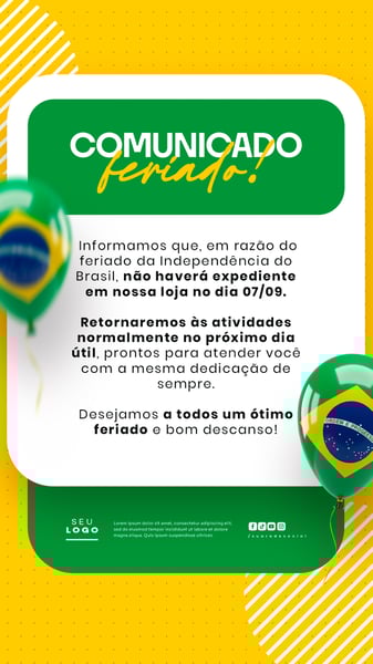 COMUNICADO DE FERIADO AVISO 7 DE SETEMBRO INDEPENDÊNCIA DO BRASIL SOCIAL MEDIA PSD EDITÁVEL STORY (4)