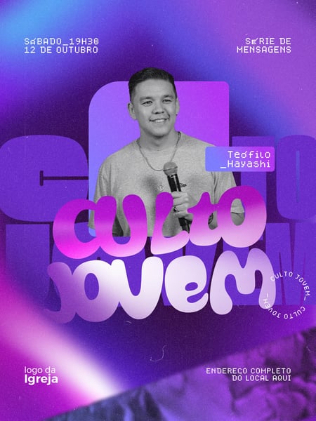 GOSPEL CULTO DE JOVENS SOCIAL MEDIA PSD EDITÁVEL