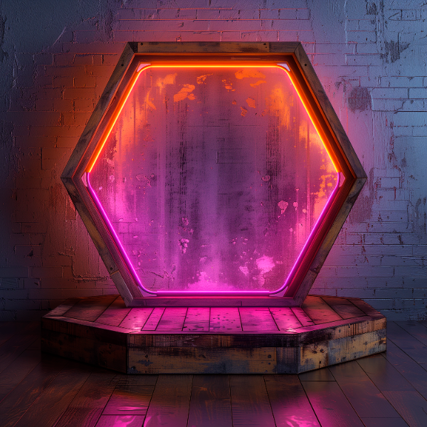 ELEMENTO DE MADEIRA COM LUZES EM 3D | IMAGEM