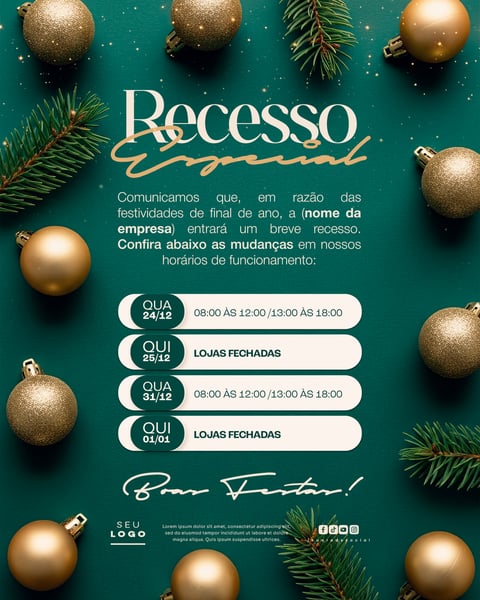 HORÁRIO ESPECIAL RECESSO FINAL DE ANO SOCIAL MEDIA PSD EDITÁVEL 5