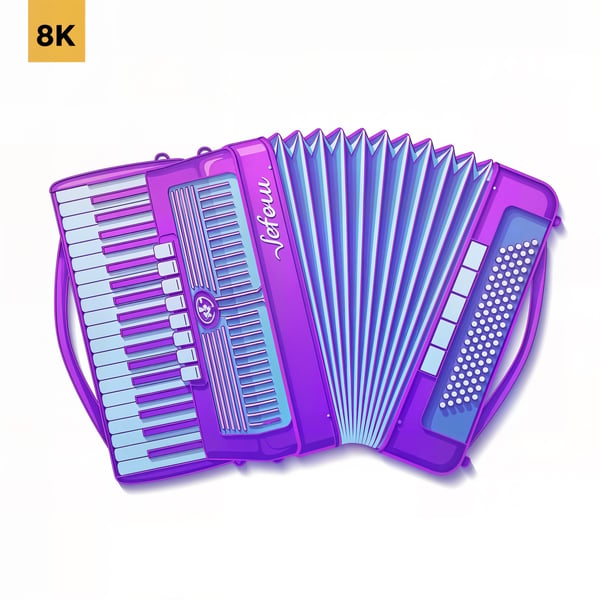 Sanfona ilustrativa azul e roxo