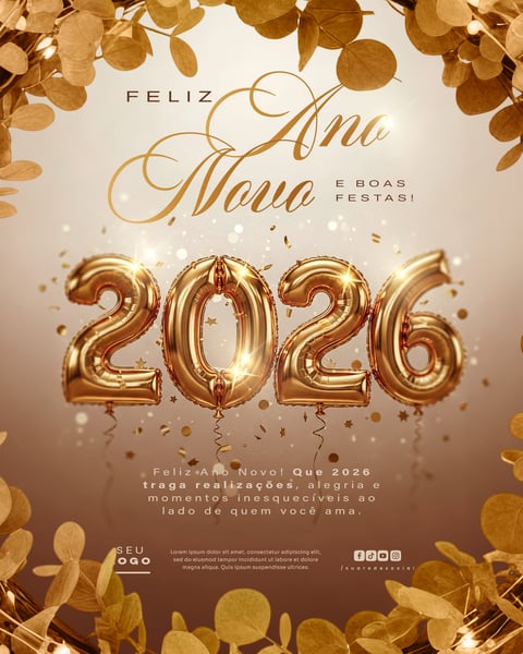 ANO NOVO FELIZ 2026 SOCIAL MEDIA PSD EDITÁVEL 1