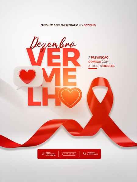 FLYER PARA DEZEMBRO VERMELHO MÊS DA LUTA CONTRA AIDS PSD EDITÁVEL 2
