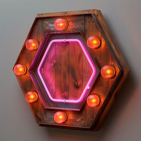 ELEMENTO DE MADEIRA COM LUZES EM 3D | IMAGEM