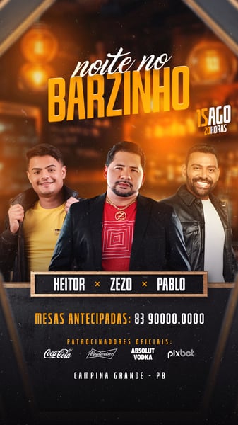 FLYER PSD EDITÁVEL STORIES NOITE NO BARZINHO ARTE BARZINHO