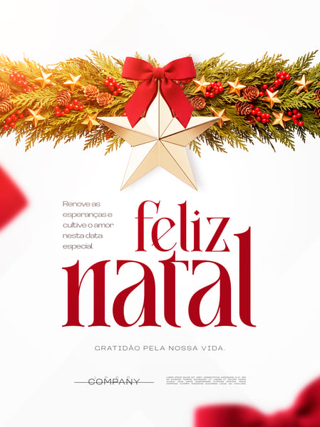 FELIZ NATAL MENSAGEM ESTRELA DOURADA SOCIAL MEDIA FLYER PSD EDITÁVEL