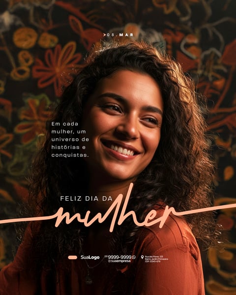 HOMENAGEM DIA DA MULHER 08 DE MARÇO SOCIAL MEDIA PSD EDITÁVEL 1