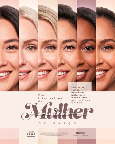 DIA INTERNACIONAL DA MULHER 08 DE MARÇO SOCIAL MEDIA PSD EDITÁVEL 2