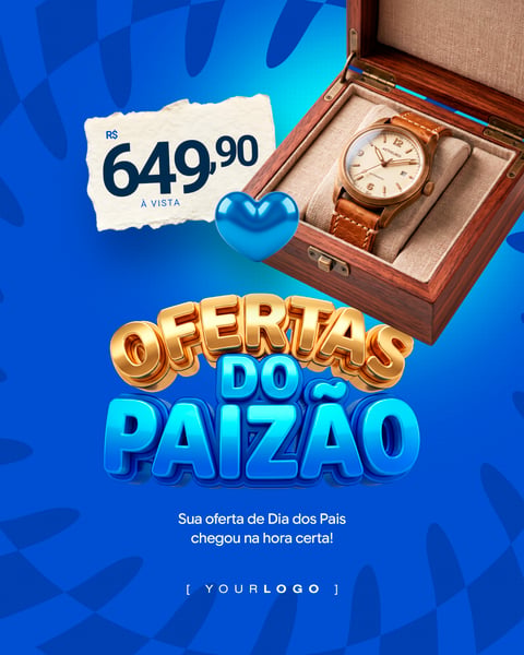 POST DE DESCONTO DIA DOS PAIS COM RELÓGIO PULSEIRA DE COURO PSD EDITÁVEL