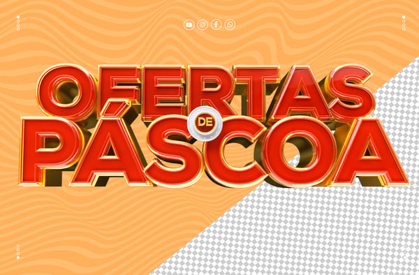Selo 3D Ofertas de Páscoa 3D Design Digital PSD Editável