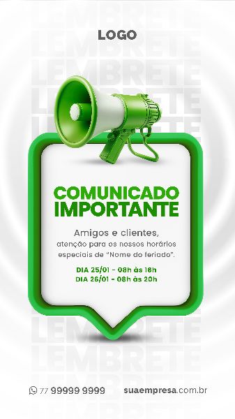 SOCIAL MEDIA PARA AVISOS E COMUNICADOS - VERDE