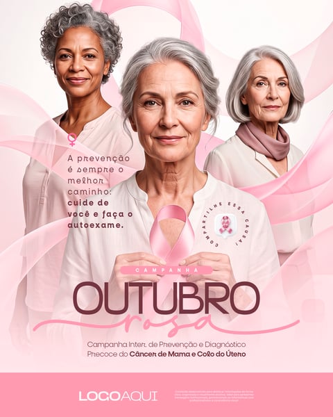 OUTUBRO ROSA SAÚDE DA MULHER SOCIAL MEDIA FLYER PSD EDITÁVEL