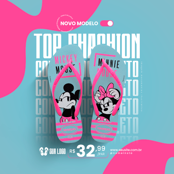 CHINELO HAVAIANAS TOP DISNEY MINY SOFT SOCIAL MEDIA