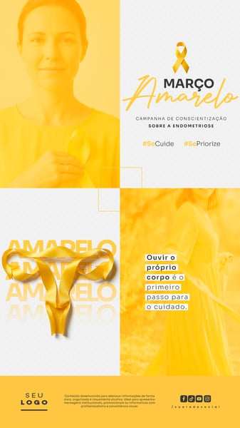 MARÇO AMARELO CAMPANHA DE CONSCIENTIZAÇÃO SOBRE A ENDOMETRIOSE STORY SOCIAL MEDIA PSD EDITÁVEL 4