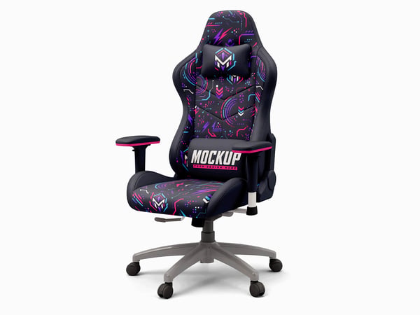 CADEIRA GAMER MOCKUP EM ESTÚDIO VISTA FRONTAL