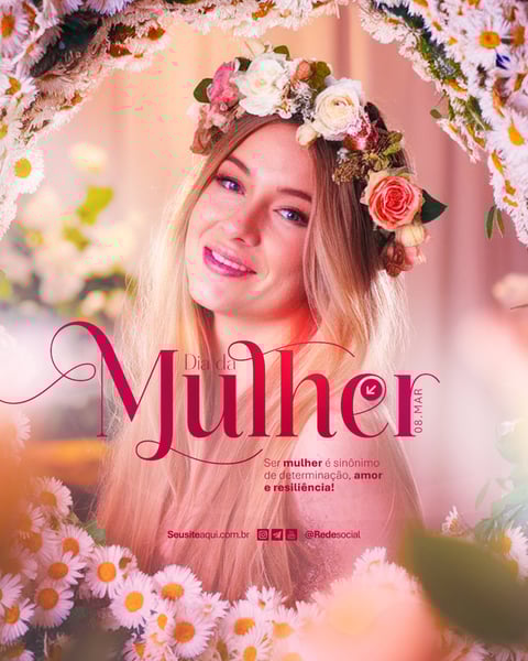 DIA INTERNACIONAL DA MULHER 8 DE MARÇO SOCIAL MEDIA PSD EDITÁVEL