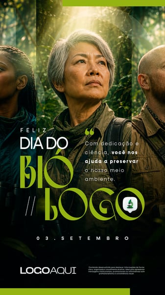 DIA DO BIÓLOGO MEIO AMBIENTE E CIÊNCIA SOCIAL MEDIA FLYER PSD EDITÁVEL STORY