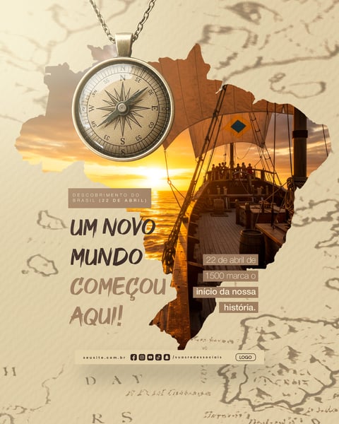 DIA DO DESCOBRIMENTO DO BRASIL 22 DE ABRIL SOCIAL MEDIA EDITÁVEL 