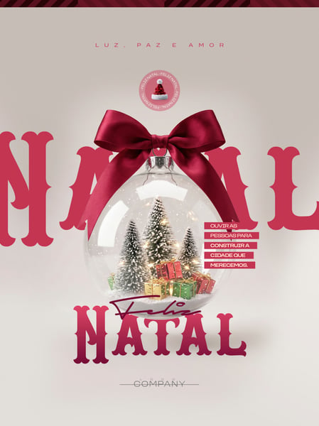 FELIZ NATAL BOLA DE CRISTAL E PRESENTES SOCIAL MEDIA FLYER PSD EDITÁVEL
