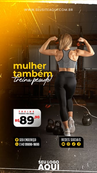 POST STORY - ACADEMIA - MULHER TAMBÉM TREINA!