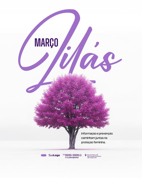 MARÇO LILÁS CONSCIENTIZAÇÃO SOCIAL MEDIA PSD EDITÁVEL 1