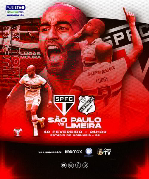 Flyer Esportivo Futebol São Paulo Paulistão Lucas Moura