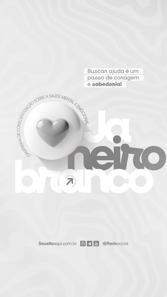 JANEIRO BRANCO MÊS DE CONSCIENTIZAÇÃO DA SAÚDE MENTAL E EMOCIONAL SOCIAL MEDIA PSD EDITÁVEL