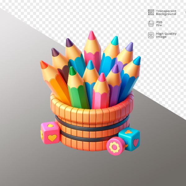 ELEMENTO PARA COMPOSIÇÃO LÁPIS COLORIDO DE ESCOLA