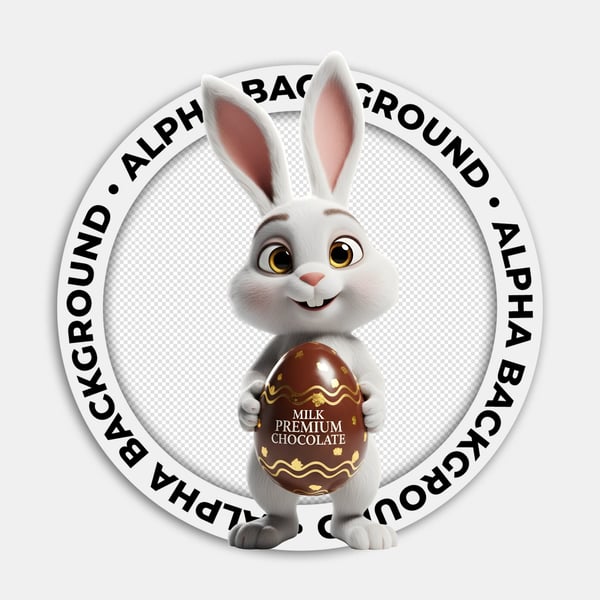 COELHINHO DA PÁSCOA BRANCO SEGURANDO UM OVO DE CHOCOLATE 04