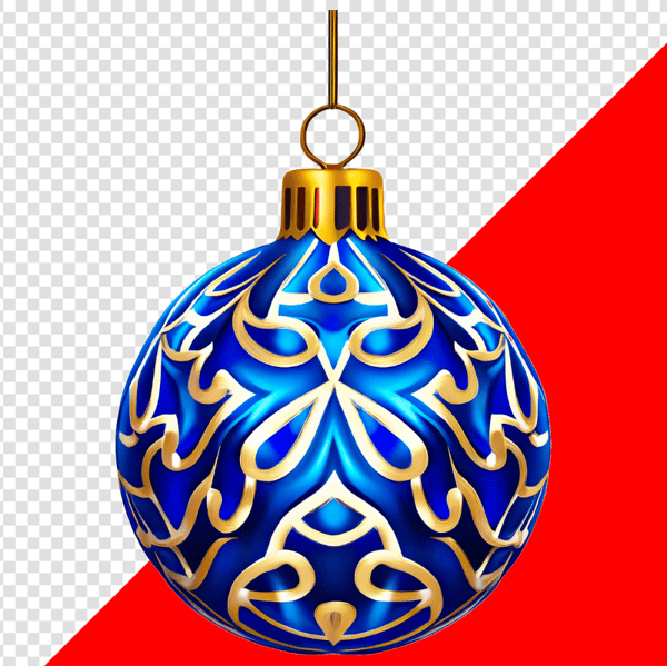 ENFEITE NATALINO BOLA AZUL E DOURADO PARA COMPOSIÇÃO PNG TRANSPARENTE SEM FUNDO