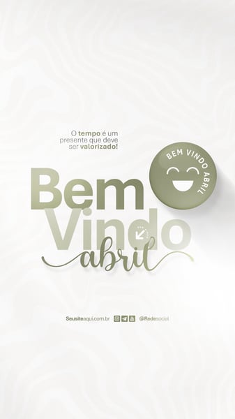 BEM VINDO ABRIL MÊS FRASE COMUNICADO AVISO INFORME SOCIAL MEDIA PSD EDITÁVEL