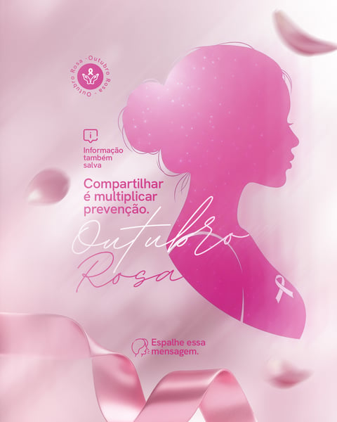 OUTUBRO ROSA CAMPANHA DE CONSCIENTIZAÇÃO PREVENÇÃO DO CÂNCER DE MAMA SOCIAL MEDIA PSD EDITÁVEL