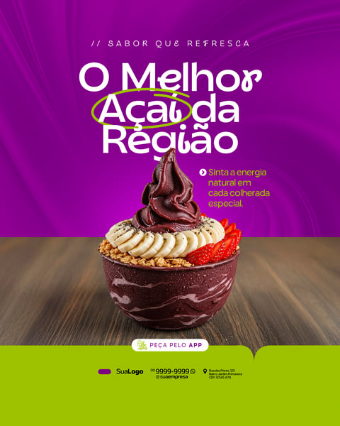 Coleção Açaitezaria Social Media PSD Editável 1